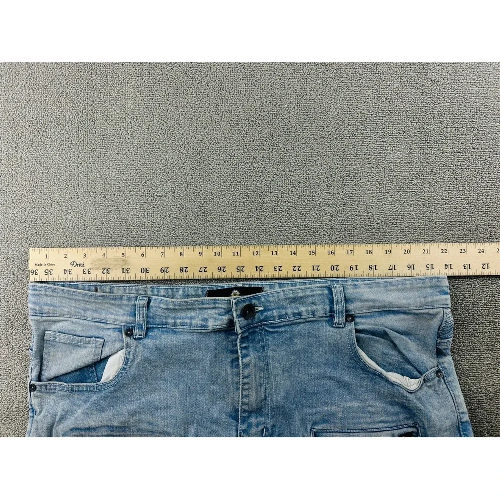 Focus Jeans Men 44 Blue Slim Biker Moto Distressed‎ Patched Biker Moto Hip Hop